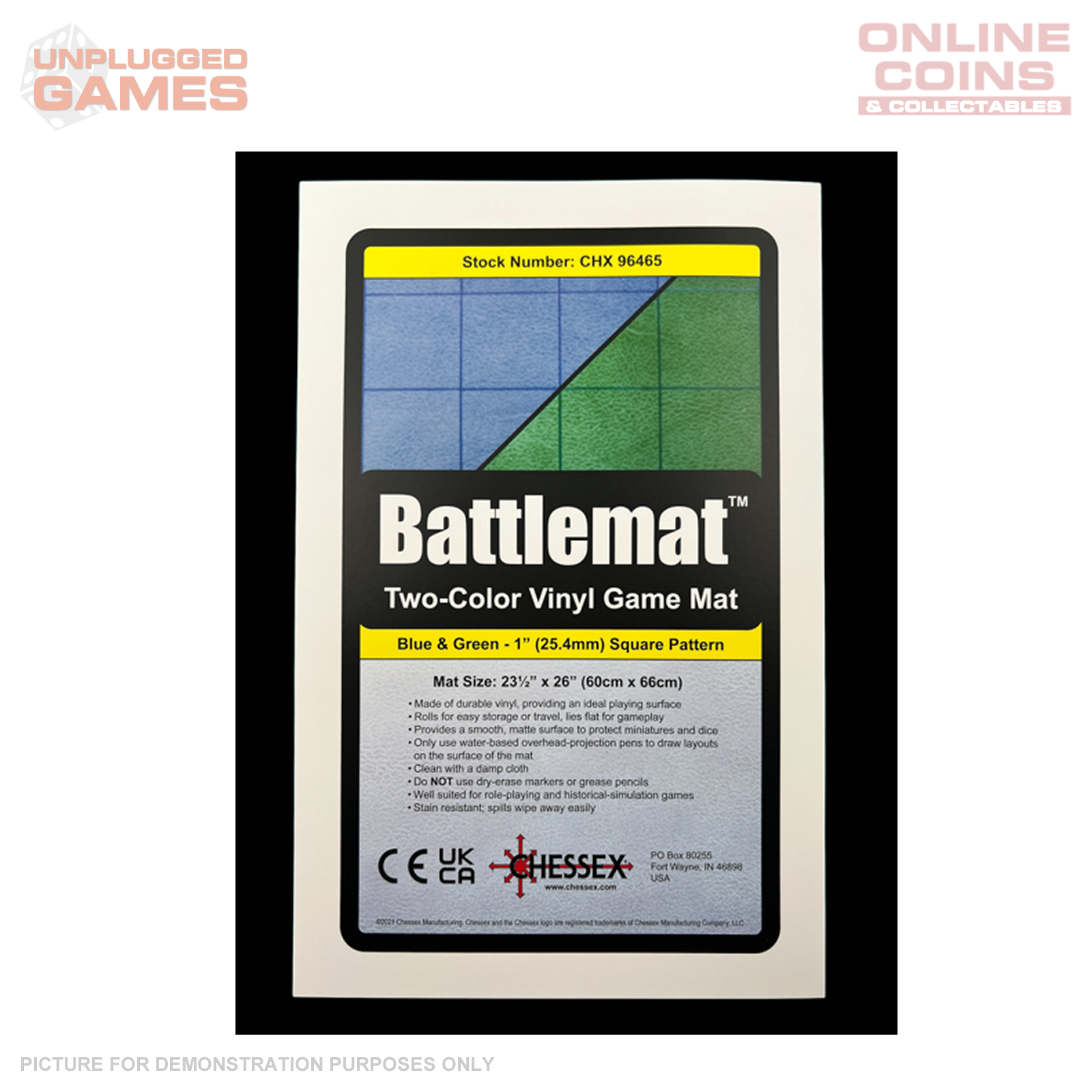 Chessex Reversible Battlemat 1" Squares Blue-Green (23 1/2 x 26)